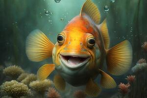 Smiling fish for Fools day 1 april illustration illustration photo