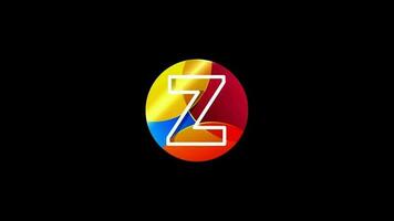 Line letter Z on a colorful circle. Graphic alphabet video animation for business or company identity