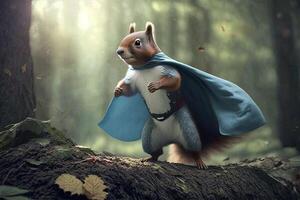 master squirrel in forest illustration photo