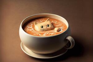 gato forma sopa cuenco ilustración generativo ai foto