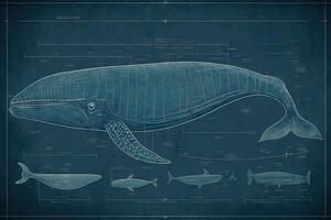 Whale blueprint illustration photo