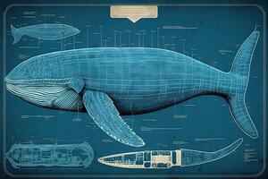 Whale blueprint illustration photo