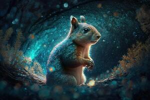 master squirrel in forest illustration photo