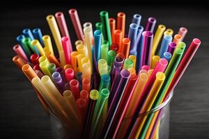 straw straws plastic free metal reusable plastic drinking straw background colourful illustration photo