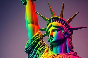 statue of liberty in the rainbow colors. LGBTQ community advocates for tolerance towards gender, sexuality and identity illustration photo