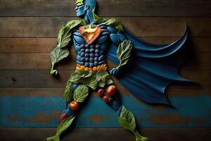superhero healthy food fruit and vegetables illustration photo
