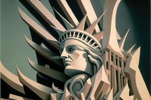 nuevo York ciudad estatua de libertad pintado por escher ilustración generativo ai foto