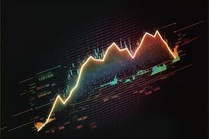 Abstract Business chart with trend line graph and stock numbers illustration photo