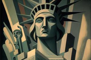 new york city statue of liberty painted by Picasso illustration photo