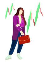 Female Trader with Suit and Portfolio vector