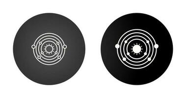 icono de vector de sol en órbita de planetas