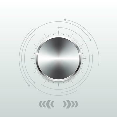 Control button technology background It is a technology that can be used to control light and sound. Aluminum gradient circle with dial display Focusing on white tones, adding elegance and modernity.
