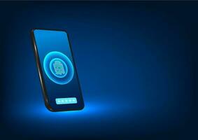 Technology background smart fingerprint technology used in smartphones Technologies that help secure access to sensitive information of individuals are popular all over the world. vector