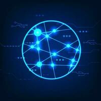 Technology abstract background Hub that connects the technology to process the data is responsible for issuing commands and managing them. It is a circle with mixed technology cycles. vector