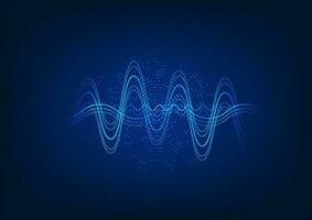 Sound wave technology background The waves overlap in many ways. The back is a gradation point. Focus on dark blue tones. to add luxury modern technology event poster vector