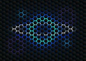 tecnología antecedentes panal utilizar geométrico formas a formar un oscuro tono dentro un hexagonal forma, insertando el azul tono detrás. énfasis en relacionado con la tecnología carteles o ilustraciones vector