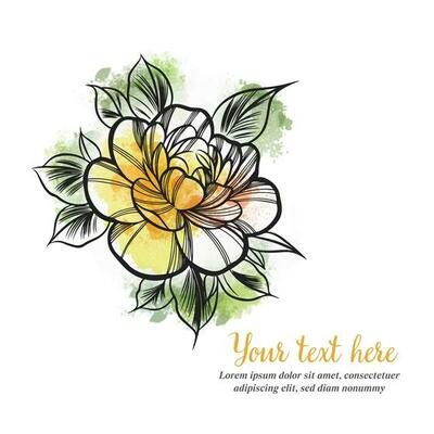 Trendy color invitation, in warm colors, watercolor rose, greeting card