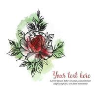 Watercolor rose, floral invitation, greeting card, doodle vector