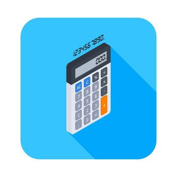 Calculator and Digital number right view icon vector isometric. Flat style vector illustration.