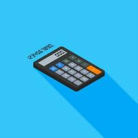 Calculator and Digital number right view icon vector isometric. Flat style vector illustration.