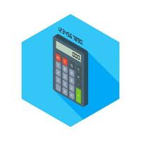 Calculator and Digital number left view icon vector isometric. Flat style vector illustration.