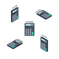 Calculator and Digital number Isometric and Flat White Background icon vector. Flat style vector illustration.