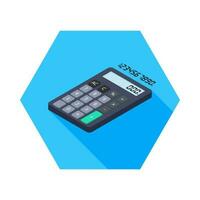 Calculator and Digital number left view icon vector isometric. Flat style vector illustration.