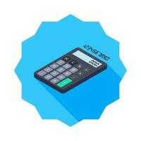 Calculator and Digital number left view icon vector isometric. Flat style vector illustration.