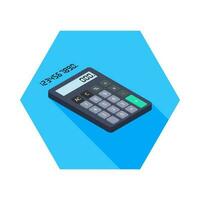 Calculator and Digital number right view icon vector isometric. Flat style vector illustration.