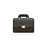 Briefcase Black Stroke and Shadow icon vector isolated. Flat style vector illustration.