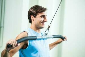 A man doing physical exercises photo