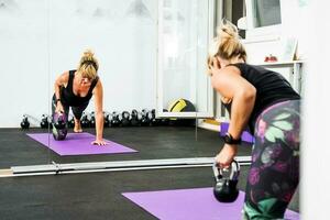 A woman doing physical exercises photo