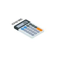 Calculator and Digital number right view White Background icon vector isometric. Flat style vector illustration.