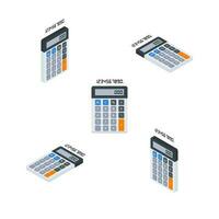 Calculator and Digital number Isometric and Flat White Background icon vector. Flat style vector illustration.