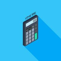 Calculator and Digital number right view icon vector isometric. Flat style vector illustration.