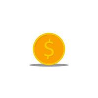 Gold coin Shadow icon vector isolated. Flat style vector illustration.