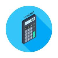 Calculator and Digital number right view icon vector isometric. Flat style vector illustration.