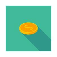 Gold coin right view icon vector isometric. Flat style vector illustration.