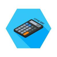 Calculator and Digital number left view icon vector isometric. Flat style vector illustration.