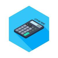 Calculator and Digital number left view icon vector isometric. Flat style vector illustration.