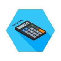 Calculator and Digital number right view icon vector isometric. Flat style vector illustration.