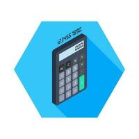 Calculator and Digital number right view icon vector isometric. Flat style vector illustration.