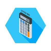 Calculator and Digital number left view icon vector isometric. Flat style vector illustration.