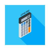 Calculator and Digital number right view icon vector isometric. Flat style vector illustration.