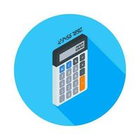 Calculator and Digital number right view icon vector isometric. Flat style vector illustration.