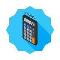 Calculator and Digital number left view icon vector isometric. Flat style vector illustration.