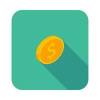 Gold coin right view icon vector isometric. Flat style vector illustration.