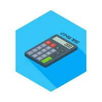 Calculator and Digital number left view icon vector isometric. Flat style vector illustration.