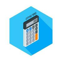 Calculator and Digital number right view icon vector isometric. Flat style vector illustration.