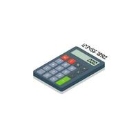 Calculator and Digital number left view Shadow icon vector isometric. Flat style vector illustration.